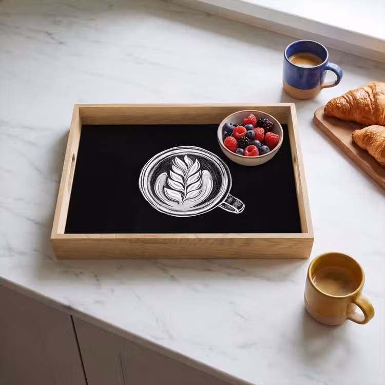Krijttekening - Koffie - Latte art Dienblad Rechthoek middel -sfeer2