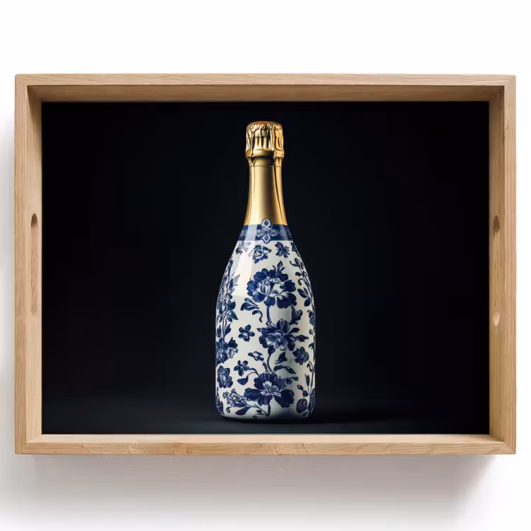 Champagne - Bloemen - Goud - Chique Dienblad Rechthoek middel -z3d_shopping