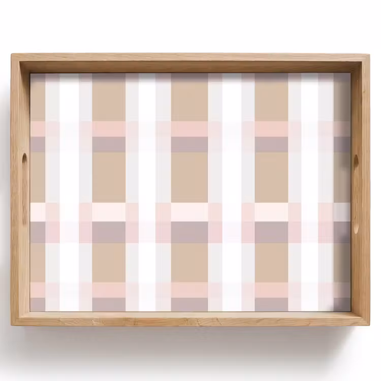 Ruitpatroon - Aardetinten - Minimalistisch Dienblad Rechthoek middel 911 -z3d_shopping