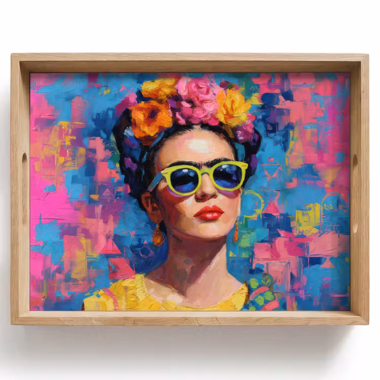 Vrolijk portret - Vrouw - Bloemenkroon Dienblad Rechthoek middel -z3d_shopping