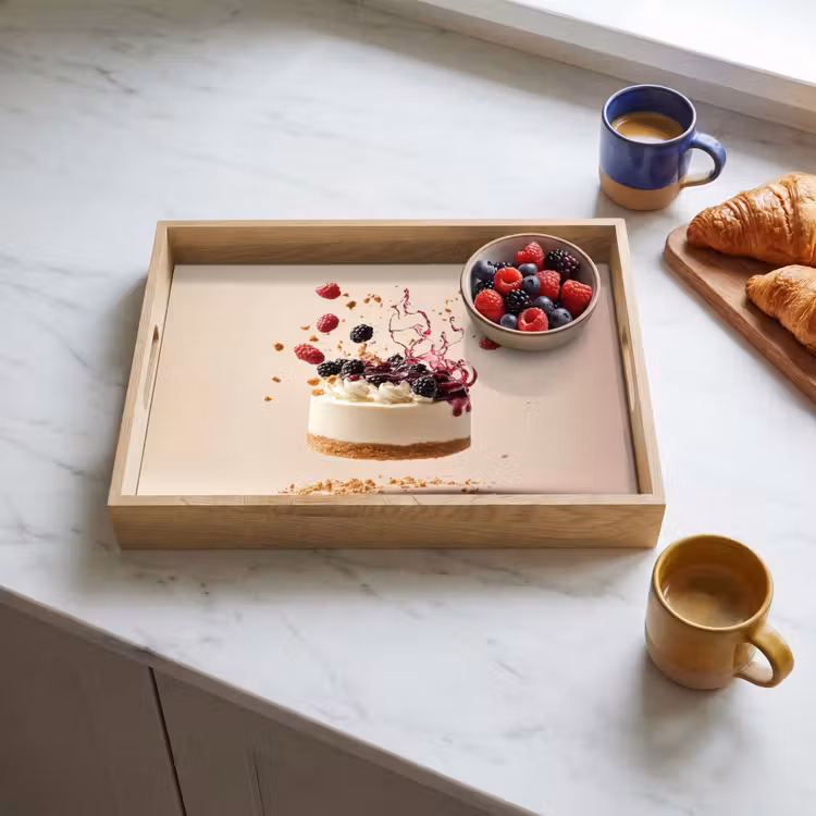 Cheesecake - Eten - Roze - Taart Dienblad Rechthoek middel -sfeer2
