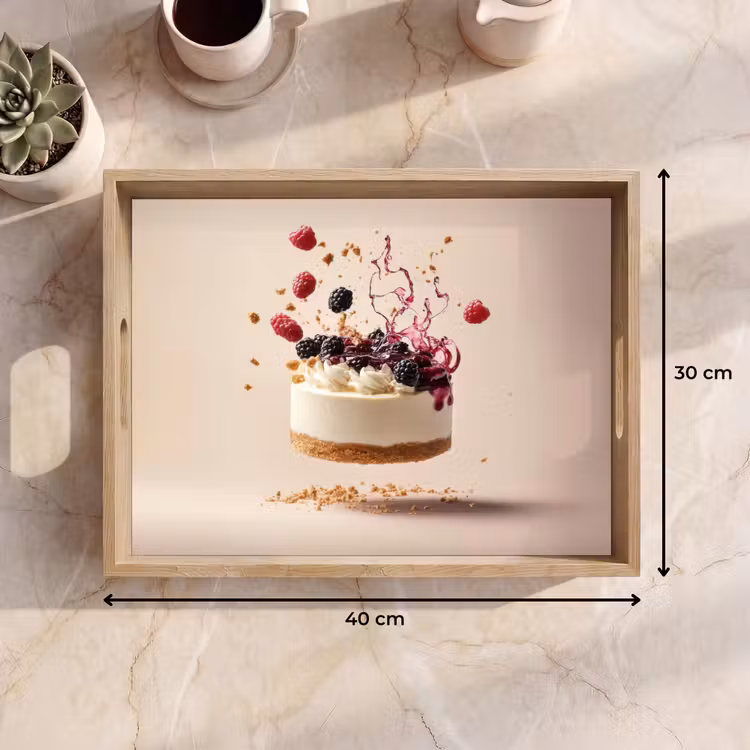 Cheesecake - Eten - Roze - Taart Dienblad Rechthoek middel -USP_Formaat