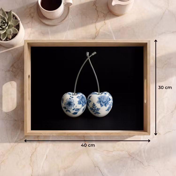 Kersen - Delfts blauw - Fruit Dienblad Rechthoek middel -USP_Formaat