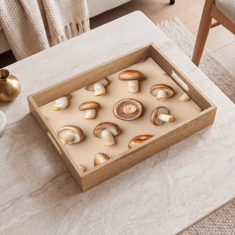 Kastanje Champignons - Beige Dienblad Rechthoek middel -sfeer1
