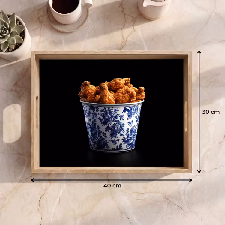 Kip - Bucket - Delfts blauw - Lekker Dienblad Rechthoek middel -USP_Formaat