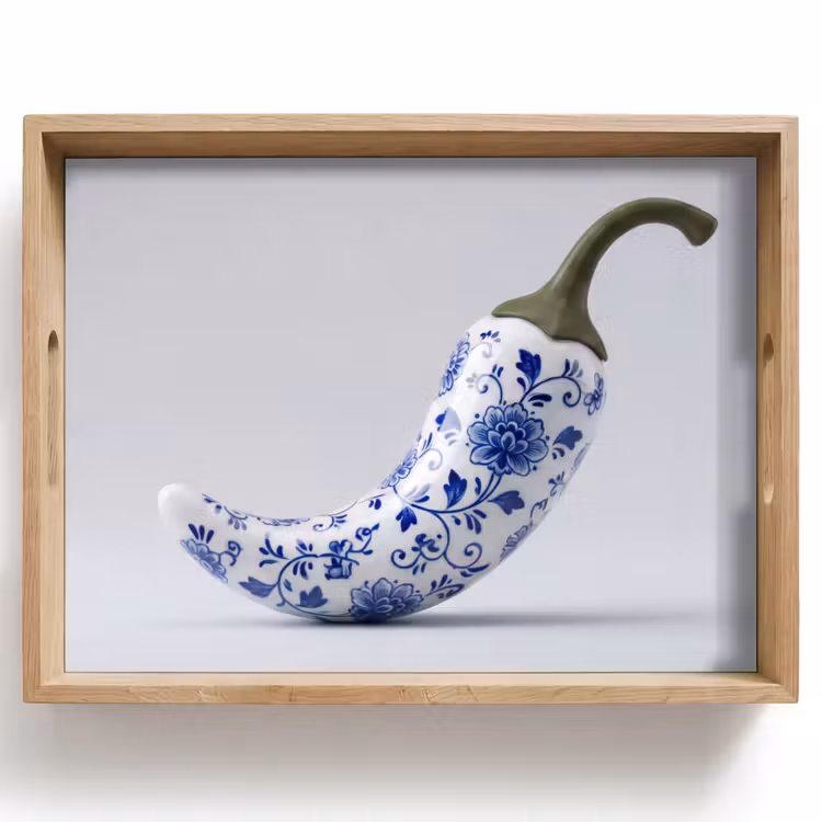 Chilipeper - Keramiek - Blauw Dienblad Rechthoek middel -z3d_shopping