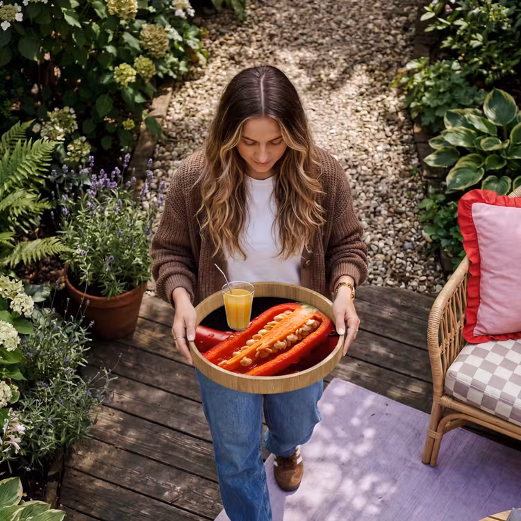 Tray - Chili Pepper - Red - Food - Chilipeper - Rood - Eten Dienblad Rond middel
