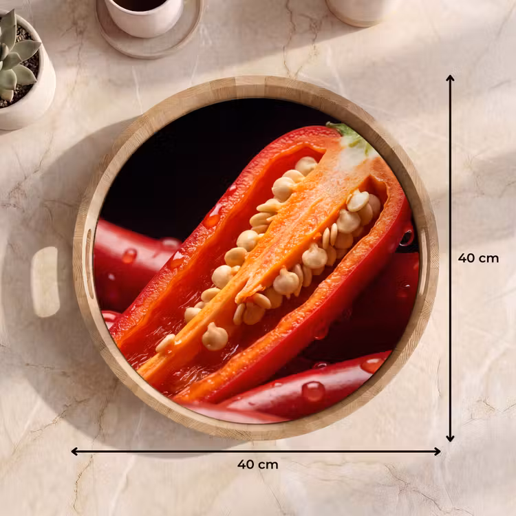 Tray - Chili Pepper - Red - Food - Chilipeper - Rood - Eten Dienblad Rond middel