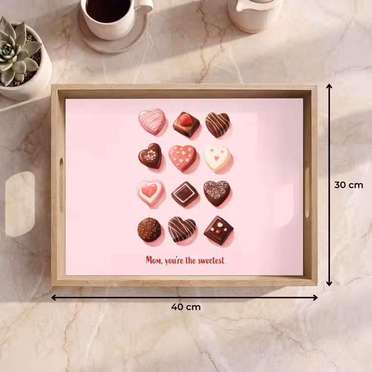 Chocolaatjes - Hartvormig - Liefste Dienblad Rechthoek middel -USP_Formaat