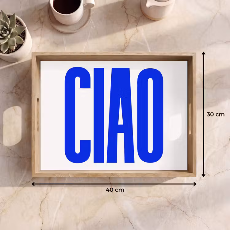 Ciao - Hoofdletters - Blauw - Minimalistisch Dienblad Rechthoek middel -USP_Formaat
