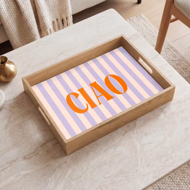 Ciao - Quote - Pastel - Strepen Dienblad Rechthoek middel -sfeer1