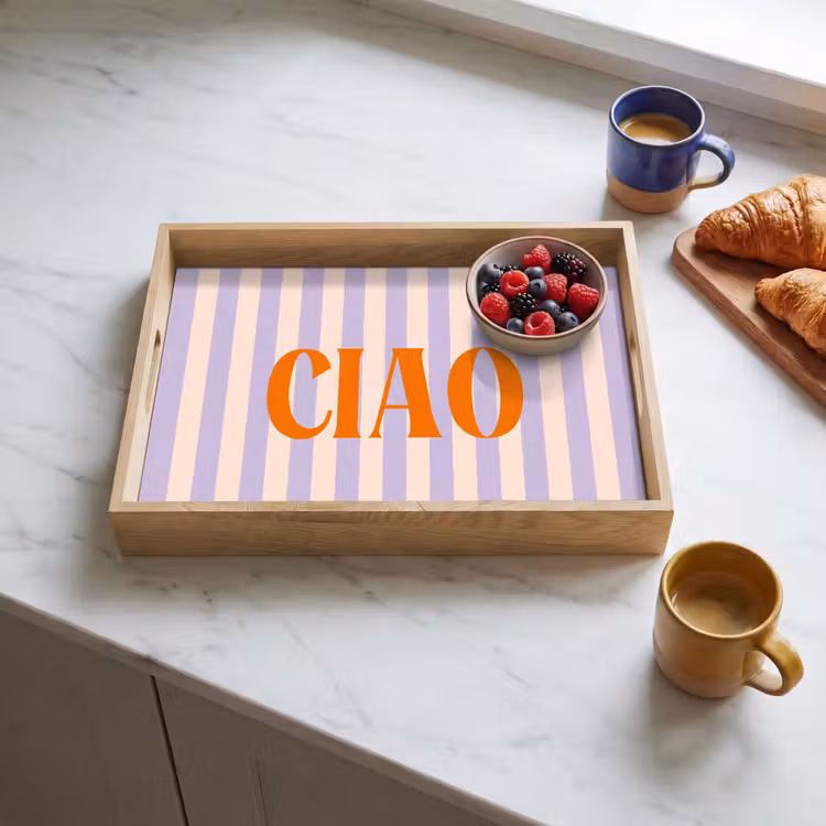 Ciao - Quote - Pastel - Strepen Dienblad Rechthoek middel -sfeer2