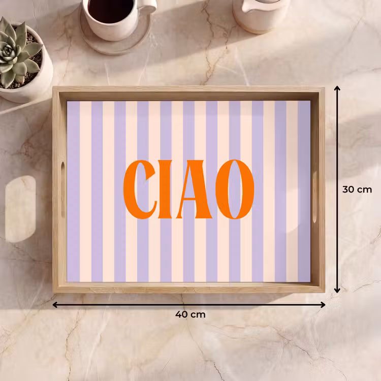 Ciao - Quote - Pastel - Strepen Dienblad Rechthoek middel -USP_Formaat