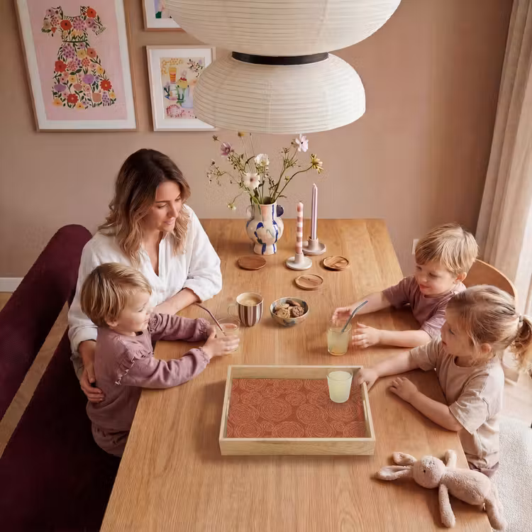 Cirkels - Abstract - Artistiek - Terracotta Dienblad Rechthoek middel 911 -sfeer4