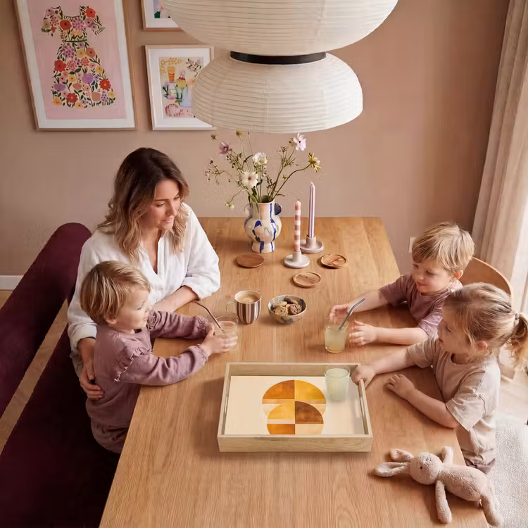 Cirkels - Geel - Minimalistisch Dienblad Rechthoek middel -sfeer4