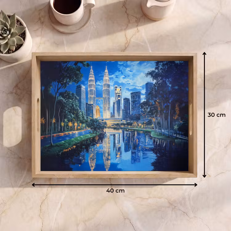 Stad Kuala Lumpur - Skyline - Wolkenkrabbers - Water Dienblad Rechthoek middel -USP_Formaat