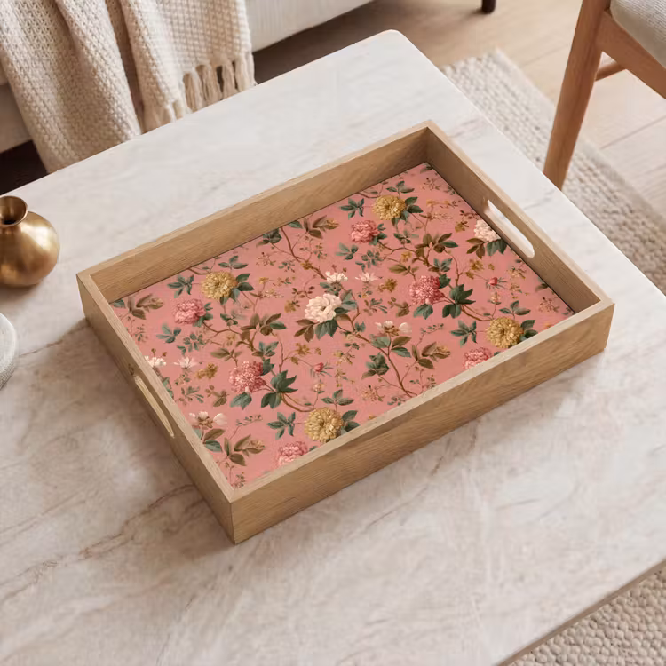 Klassiek - Botanisch - Roze Dienblad Rechthoek middel 911 -sfeer1