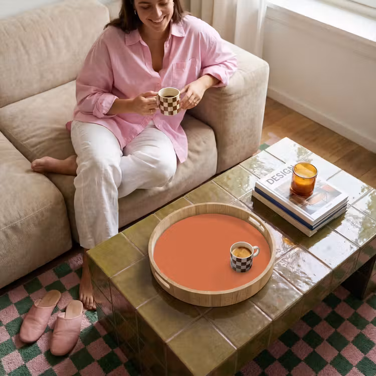 Classic - Terracotta - Oranje Dienblad Rond middel 914 -sfeer3