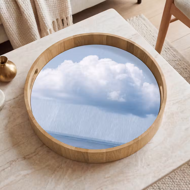 Tray - Cloud - Rain - Nature - Wolk - Regen - Natuur Dienblad Rond middel
