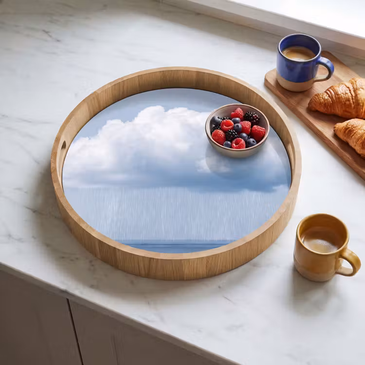 Tray - Cloud - Rain - Nature - Wolk - Regen - Natuur Dienblad Rond middel