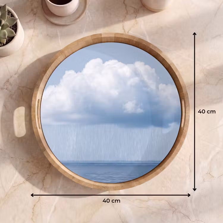 Tray - Cloud - Rain - Nature - Wolk - Regen - Natuur Dienblad Rond middel