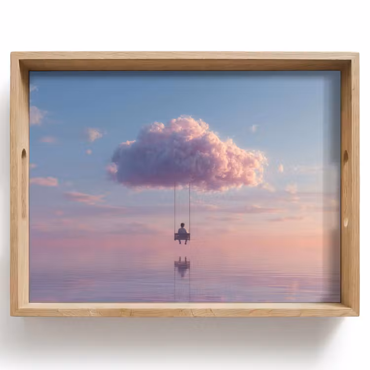 Wolk - Schommel - Kleurrijke lucht Dienblad Rechthoek middel -z3d_shopping