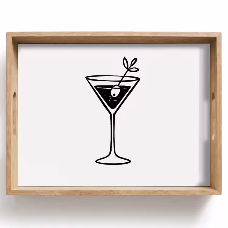 Cocktail - Glas - Olijf - Minimalistisch Dienblad Rechthoek middel -z3d_shopping