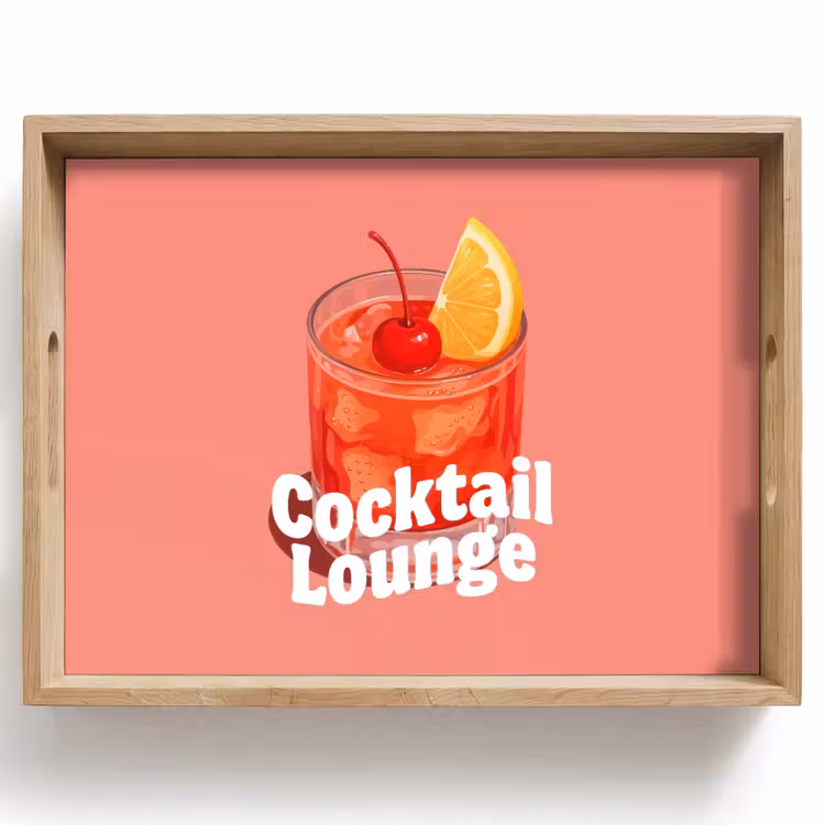 Cocktail Lounge - Glas - Koraal Dienblad Rechthoek middel -z3d_shopping