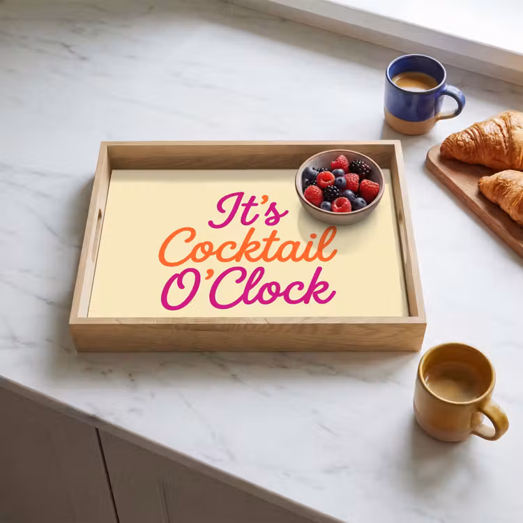 Cocktail O'Clock - Geel - Retro Dienblad Rechthoek middel -sfeer2