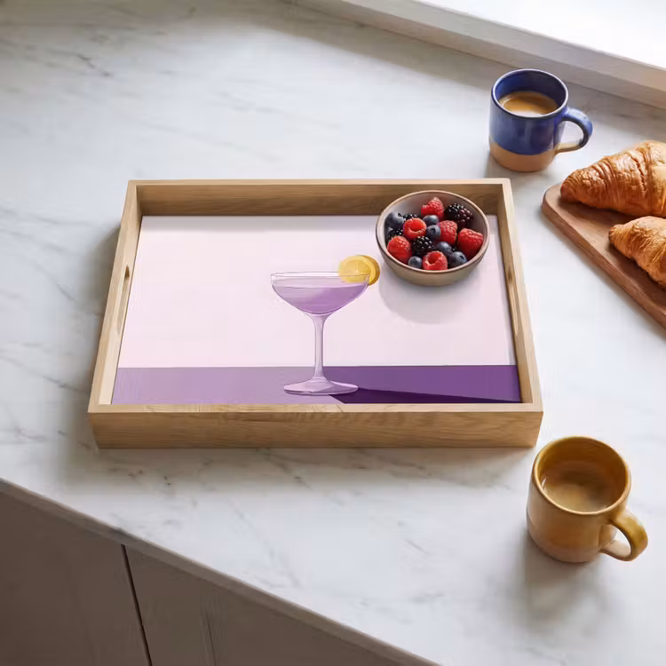 Cocktail - Paars - Minimalistisch - Citroen Dienblad Rechthoek middel -sfeer2