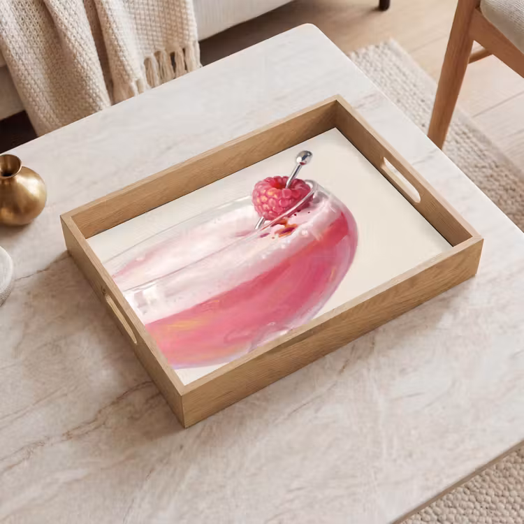 Cocktail - Framboos - Drank - Modern - Roze Dienblad Rechthoek middel -sfeer1