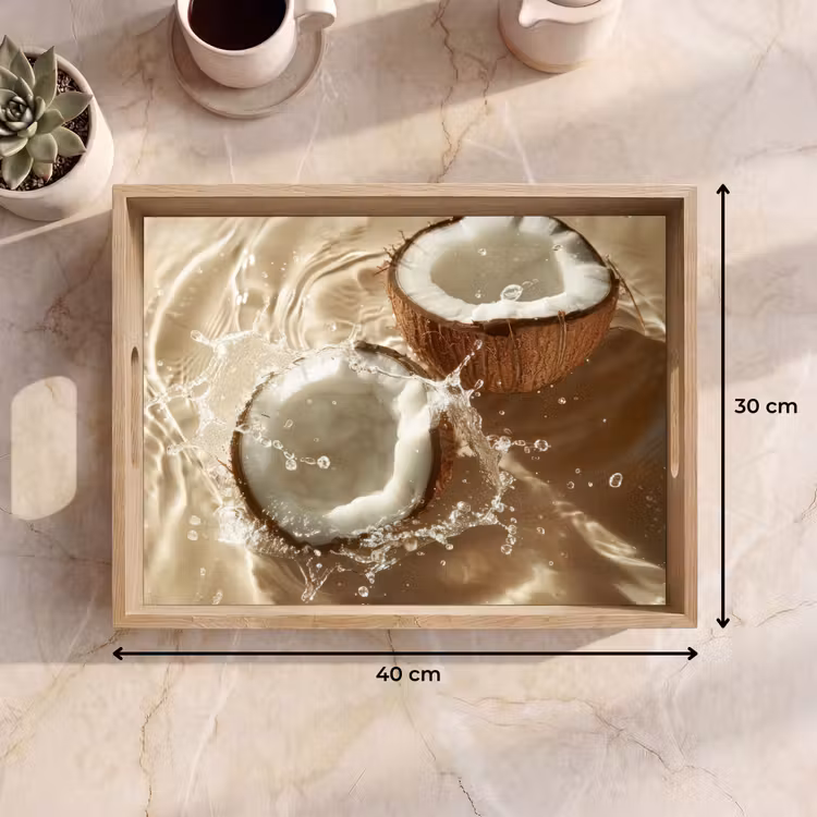 Kokosnoot - Water - Beige - Spetters Dienblad Rechthoek middel -USP_Formaat