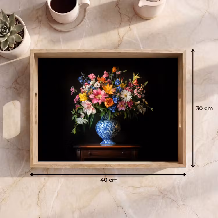 Kleur - Vaas - Bloemen - Boeket Dienblad Rechthoek middel -USP_Formaat