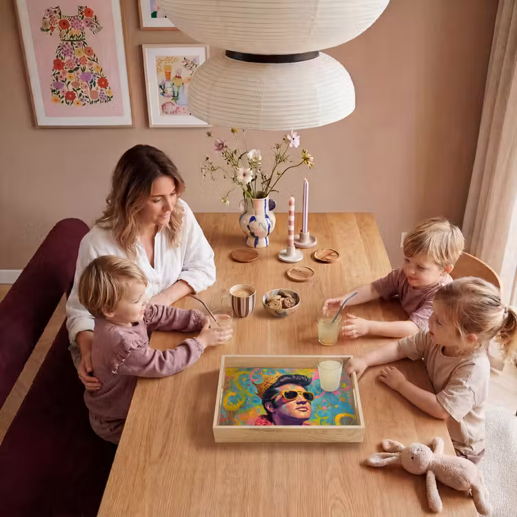 Kleurrijk portret - Kroon - Sterren Dienblad Rechthoek middel -sfeer4