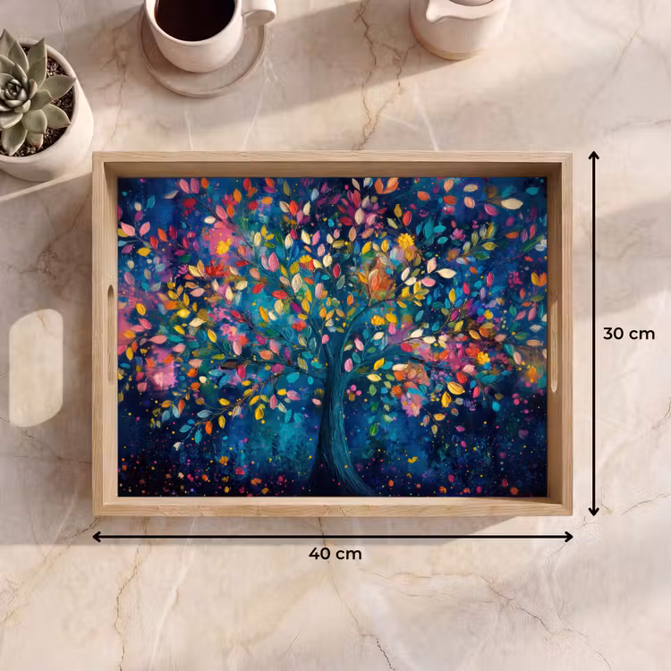 Kleurrijk - Boom - Magisch - Abstract Dienblad Rechthoek middel -USP_Formaat