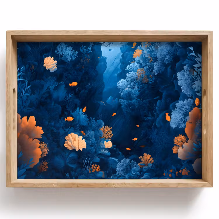 Koraalrif - Vissen - Oceaan - Blauw Dienblad Rechthoek middel -z3d_shopping