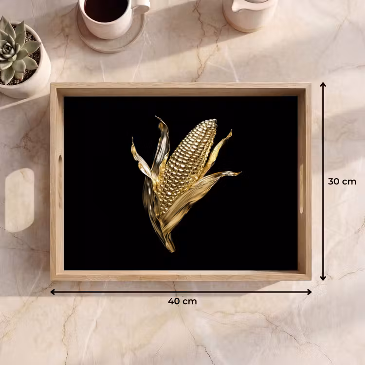 Mais - Eten - Goud - Zwart Dienblad Rechthoek middel -USP_Formaat