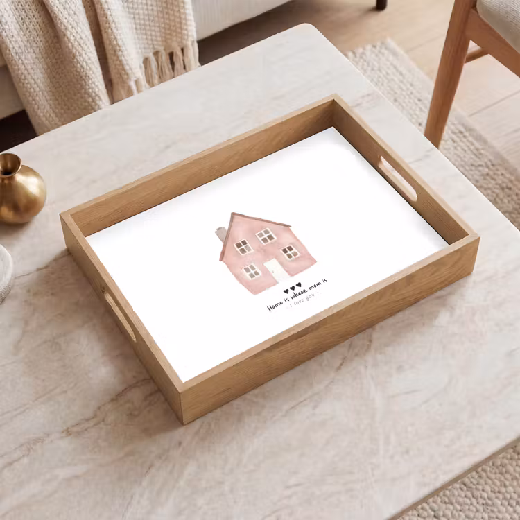 Huisje - Roze - Quote - Moeder Dienblad Rechthoek middel -sfeer1