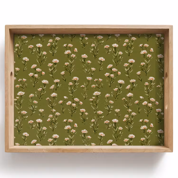 Landelijk - Bloemen - Groen Dienblad Rechthoek middel 911 -z3d_shopping