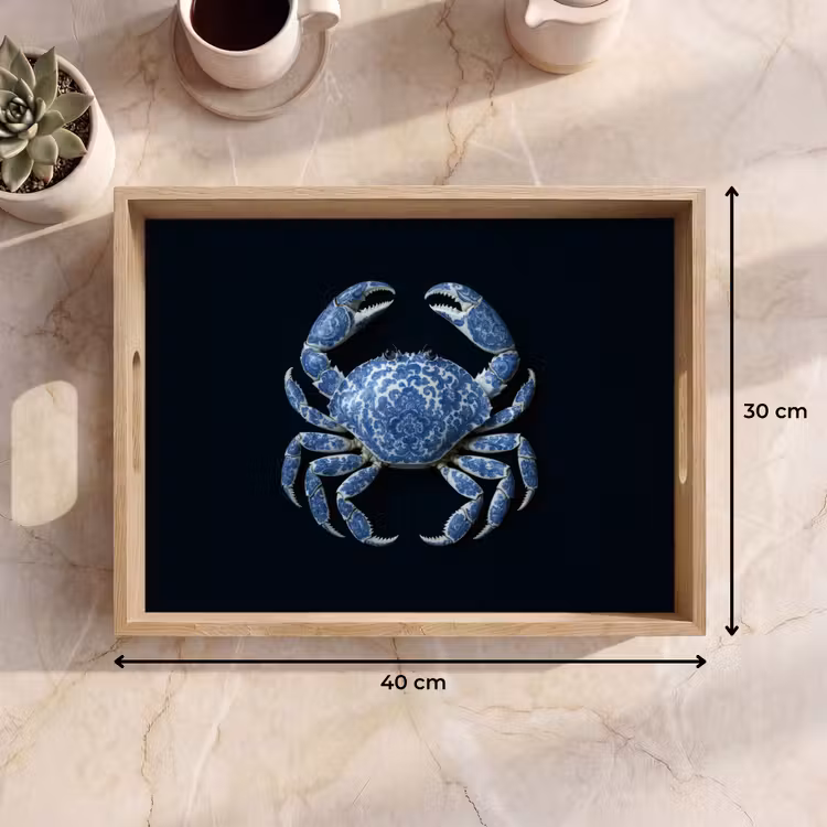 Krab - Delfts blauw - Dieren Dienblad Rechthoek middel -USP_Formaat