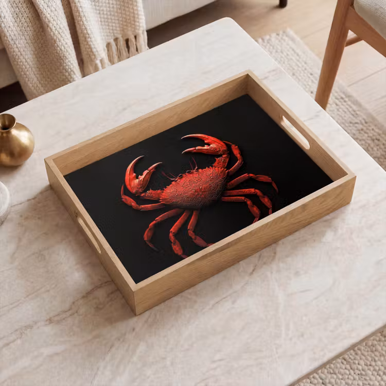 Krab - Rood - Vissen - Schaaldieren Dienblad Rechthoek middel -sfeer1