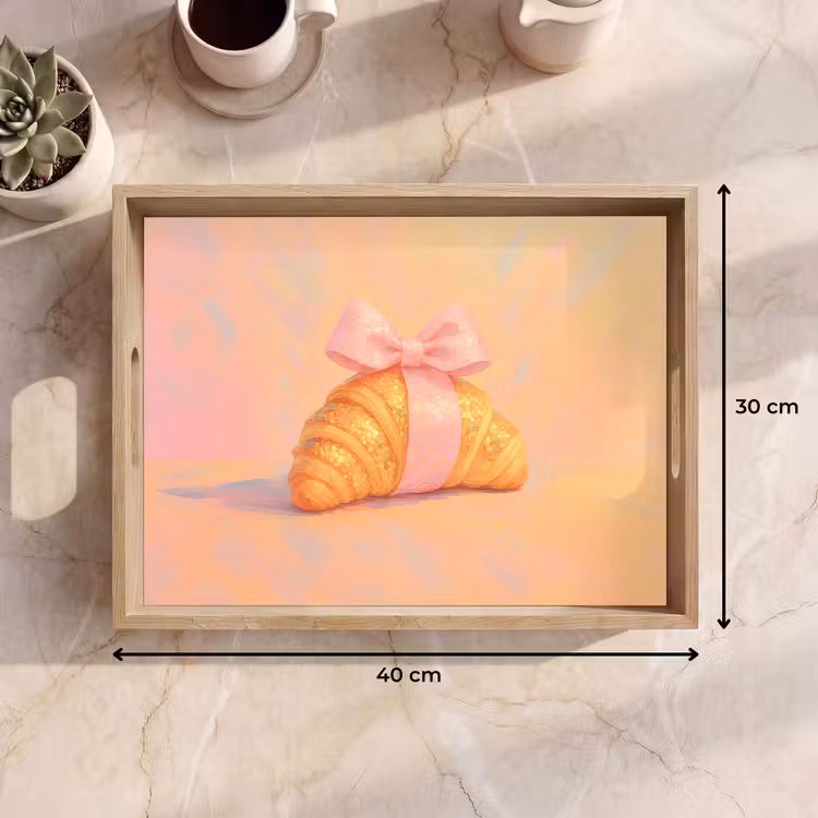Croissant - Strik - Roze Dienblad Rechthoek middel -USP_Formaat