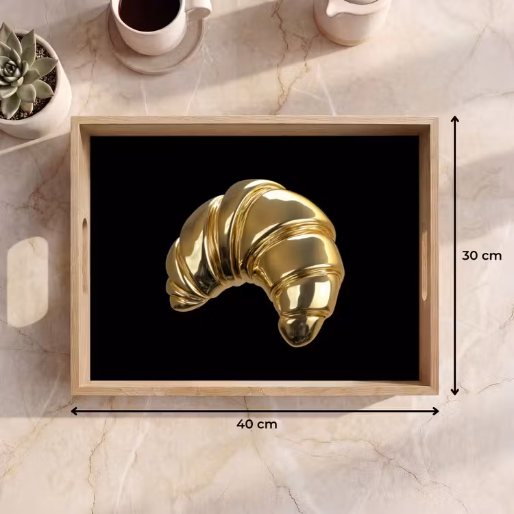 Croissant - Brood - Goud - Zwart Dienblad Rechthoek middel -USP_Formaat