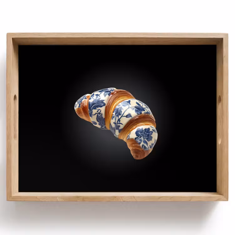 Croissant - Bloemenpatroon - Delftsblauw Dienblad Rechthoek middel -z3d_shopping