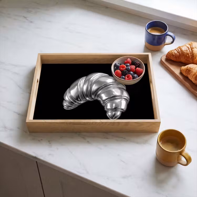 Croissant - Metaal - Zilver Dienblad Rechthoek middel -sfeer2