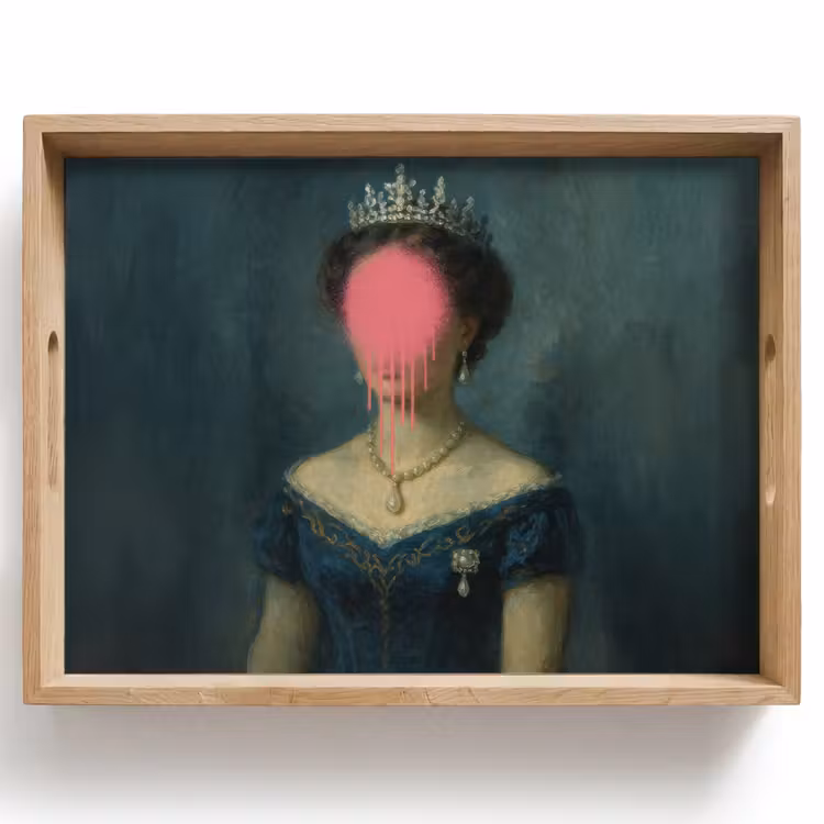 Kroon - Roze druipend verf - Portret Dienblad Rechthoek middel -z3d_shopping