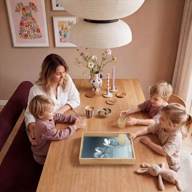 Kristal - Bloemen - Grijs Dienblad Rechthoek middel -sfeer4
