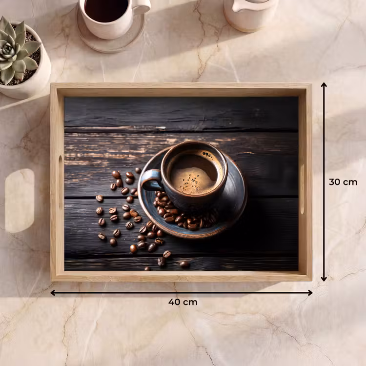 Kop - Koffie - Hout - Bonen Dienblad Rechthoek middel -USP_Formaat