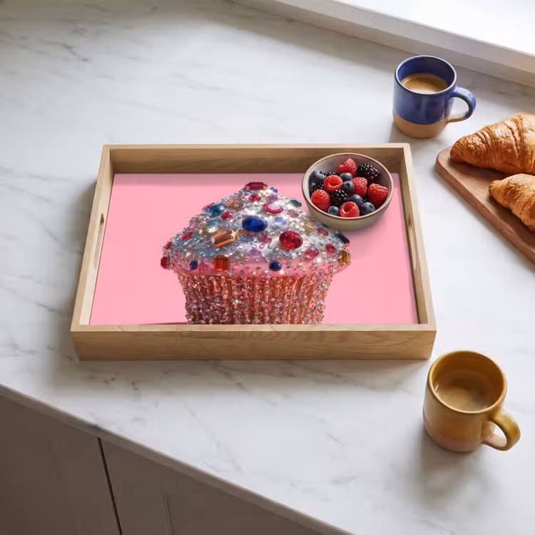 Cupcake - Kleurrijk - Edelstenen Dienblad Rechthoek middel -sfeer2