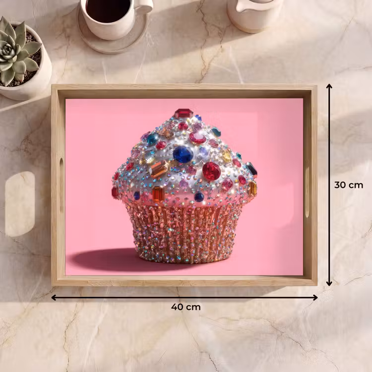 Cupcake - Kleurrijk - Edelstenen Dienblad Rechthoek middel -USP_Formaat